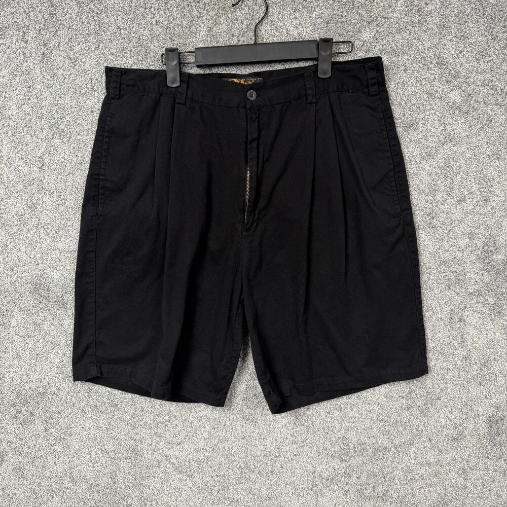 Vintage 90s 212 Degrees Chino Shorts Mens 35x8 Black Pleated Skater Streetwear